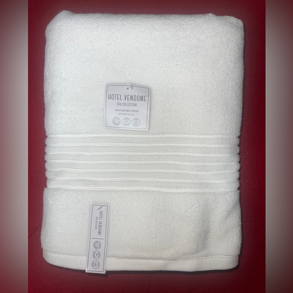Hotel Vendome 3 Pck Spa Collection Zero Twist COTTON Bath TOWEL 30x56” White - Picture 2 of 7